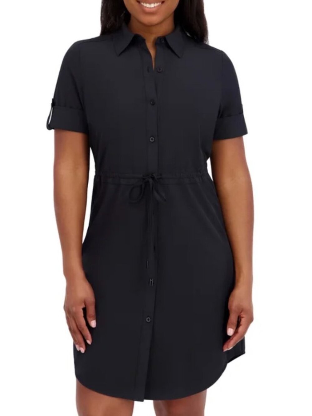 Women's Halston Black Button-Down Collared Dress